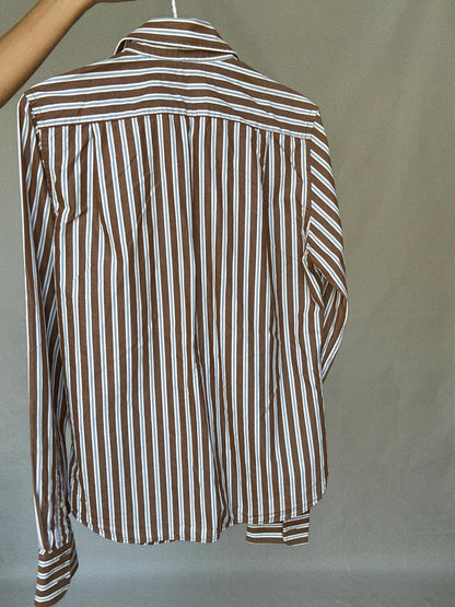 Striped Cotton Boyfriend Button-Up Shirt — additional view 10