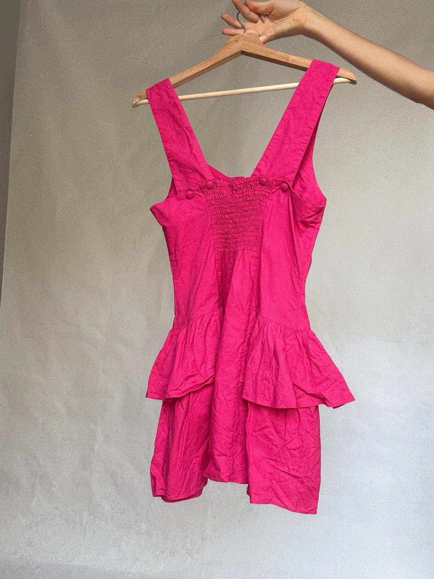 Vintage vibrant pink cotton jumpsuit – rare 80s/90s design – size M (fits S)
