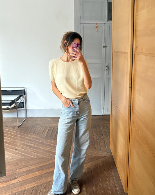 Vintage Burberrys Pastel Yellow Blouse – 90s Minimalist Dream