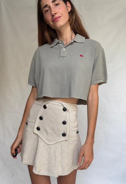 Vintage Olive Green Burberry Cropped Polo