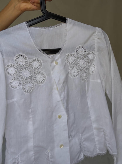 Antique White Crochet Embroidered Blouse — additional view 9
