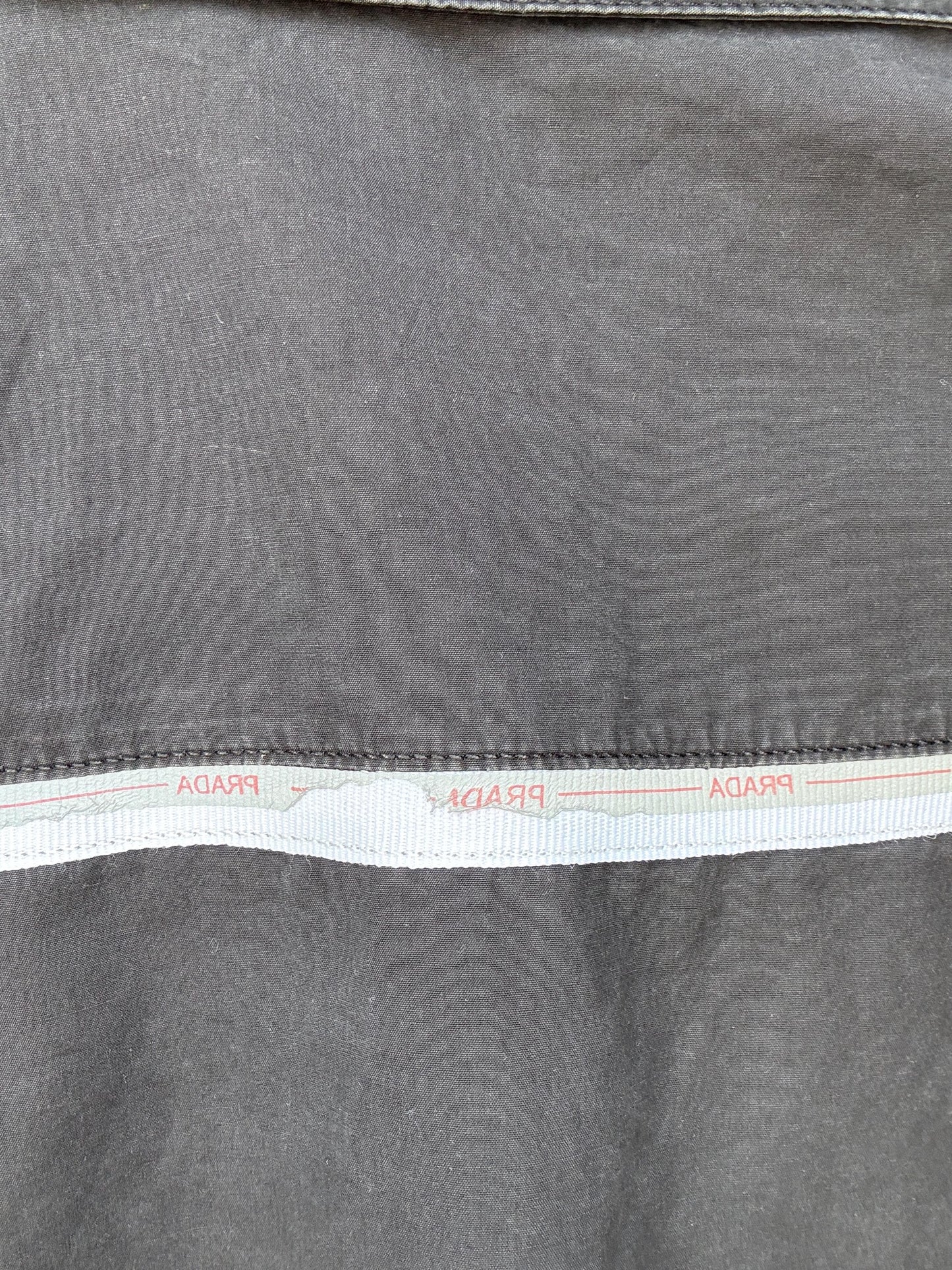 Vintage Prada black short sleeve shirt L | 100% cotton logo trim blouse, Y2K runway style, unisex streetwear luxury top