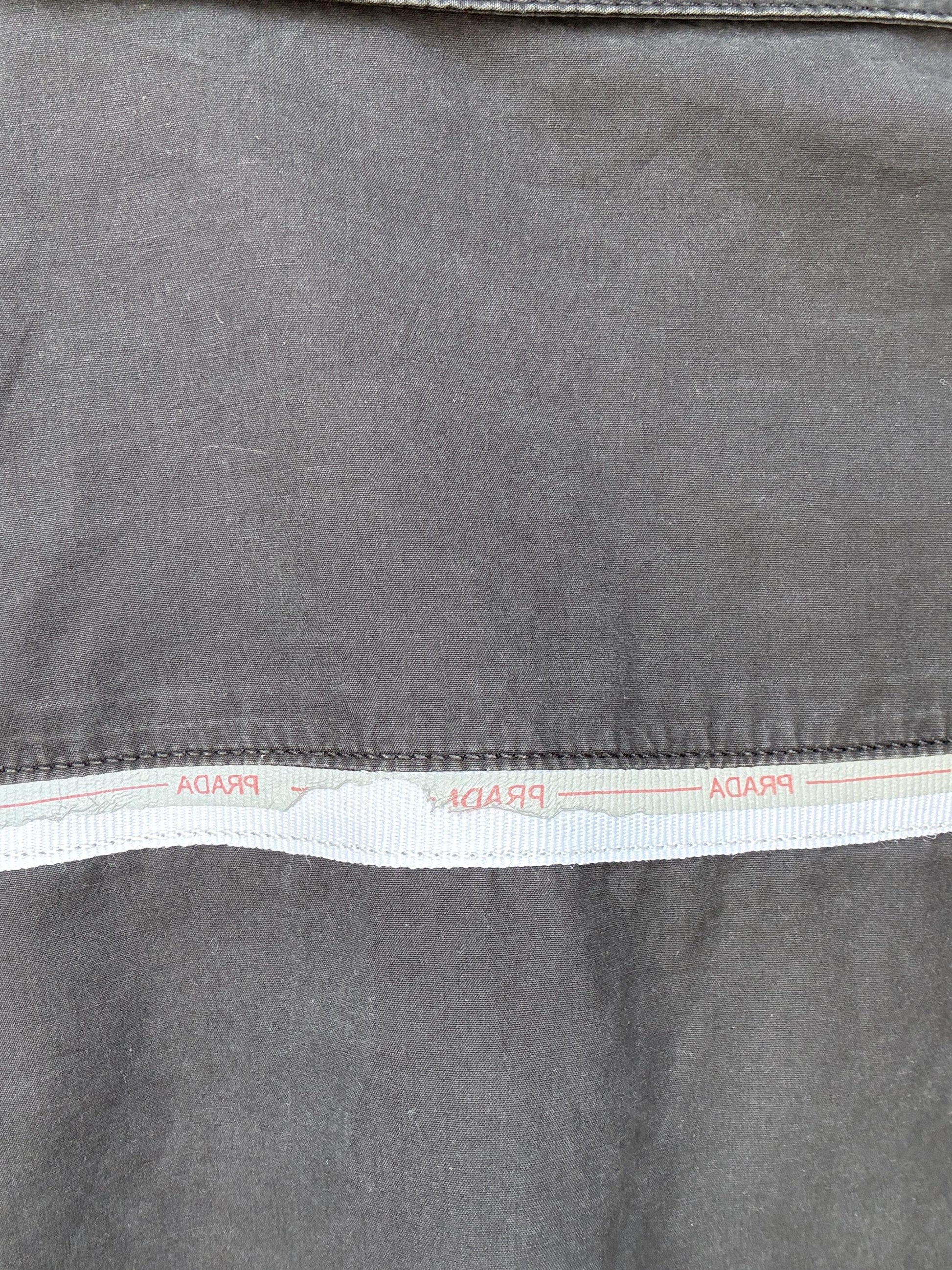 Vintage Prada black short sleeve shirt L | 100% cotton logo trim blouse, Y2K runway style, unisex streetwear luxury top