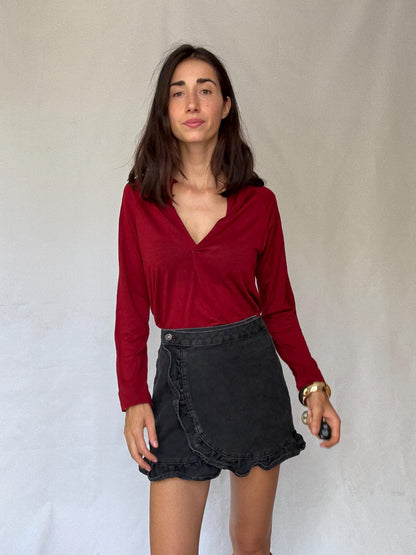 Deep Red Wool Long Sleeve Jumper — additional view 5