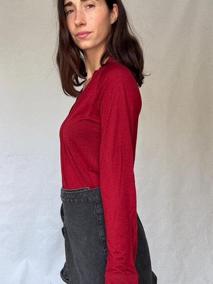 Deep Red Wool Long Sleeve Jumper — additional view 8