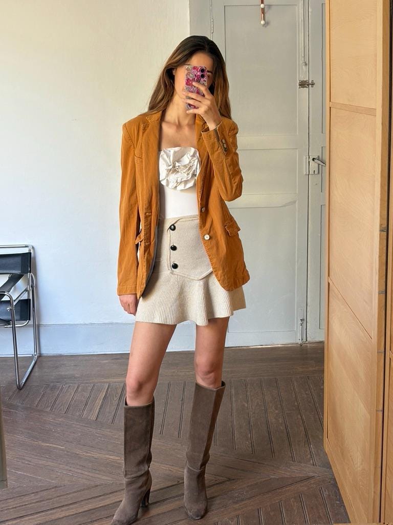 Orange earthy blazer, Vintage warm spring jacket, Colourful Emily in Paris aesthetic, Smart Girl boss clothing, M