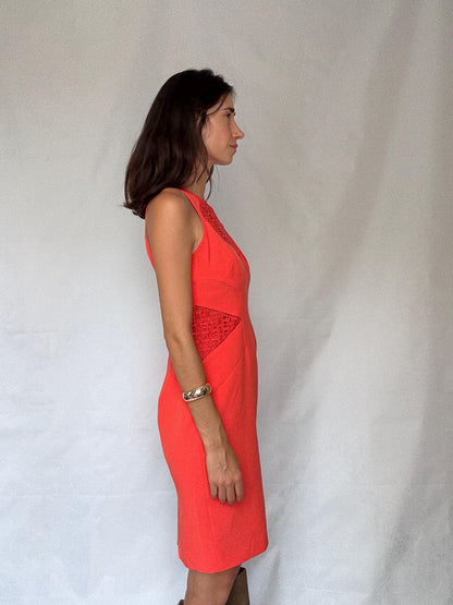 Coral Lace Panel Bodycon Dress — additional view 6