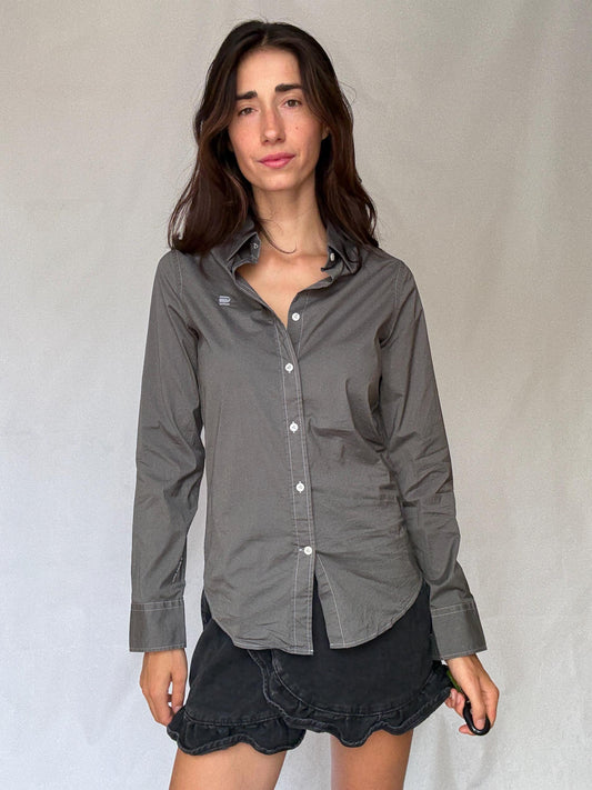 Men's G-Star Raw grey button-up shirt – unisex fit oxford shirt, Dutch designer clothing, European fashion find, Size S
