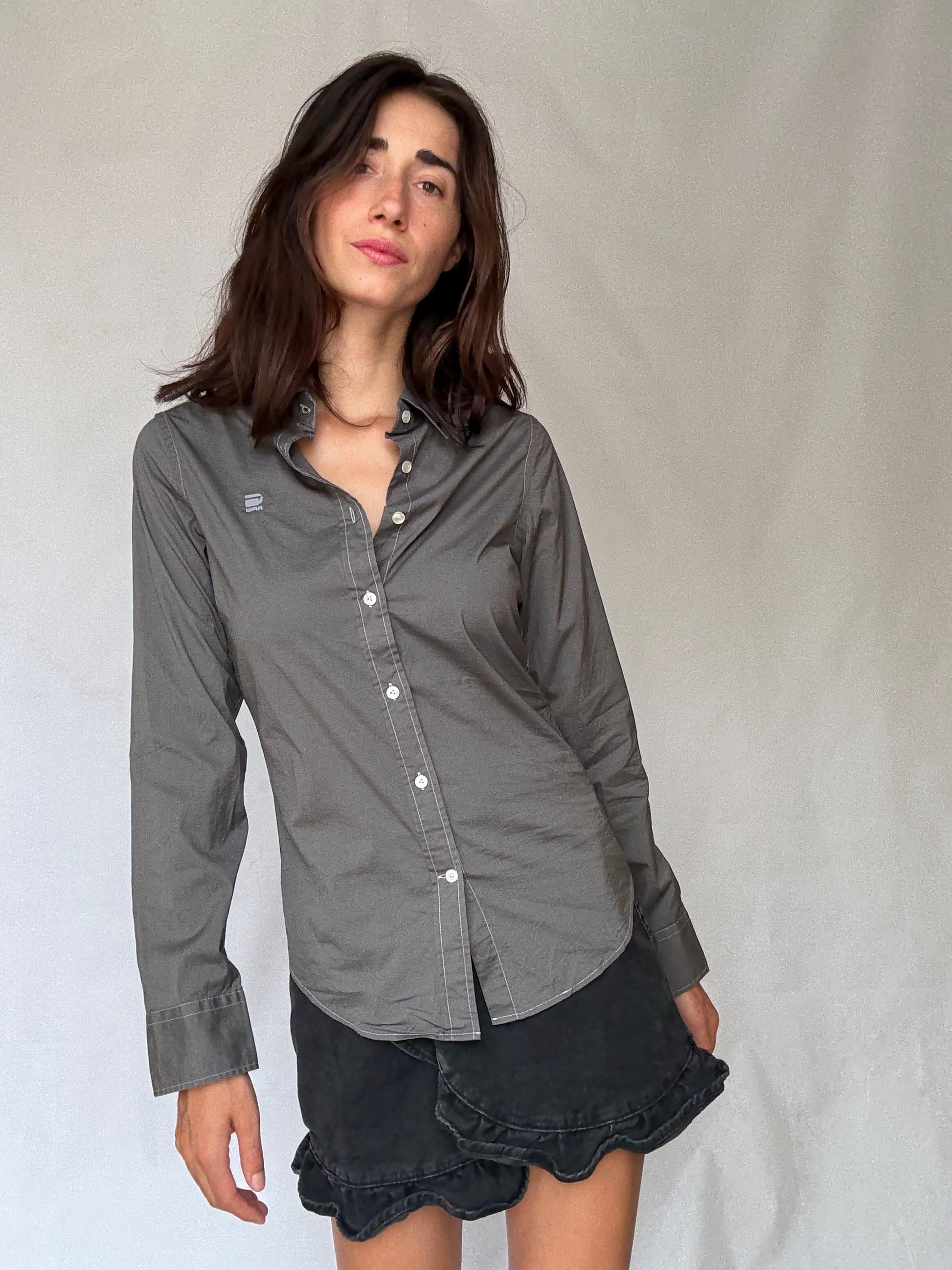 Men's G-Star Raw grey button-up shirt – unisex fit oxford shirt, Dutch designer clothing, European fashion find, Size S