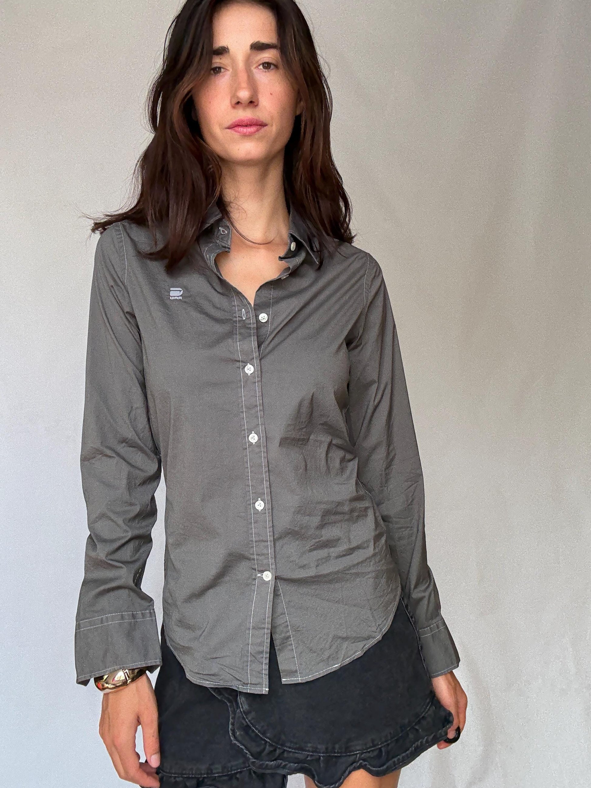 Men's G-Star Raw grey button-up shirt – unisex fit oxford shirt, Dutch designer clothing, European fashion find, Size S