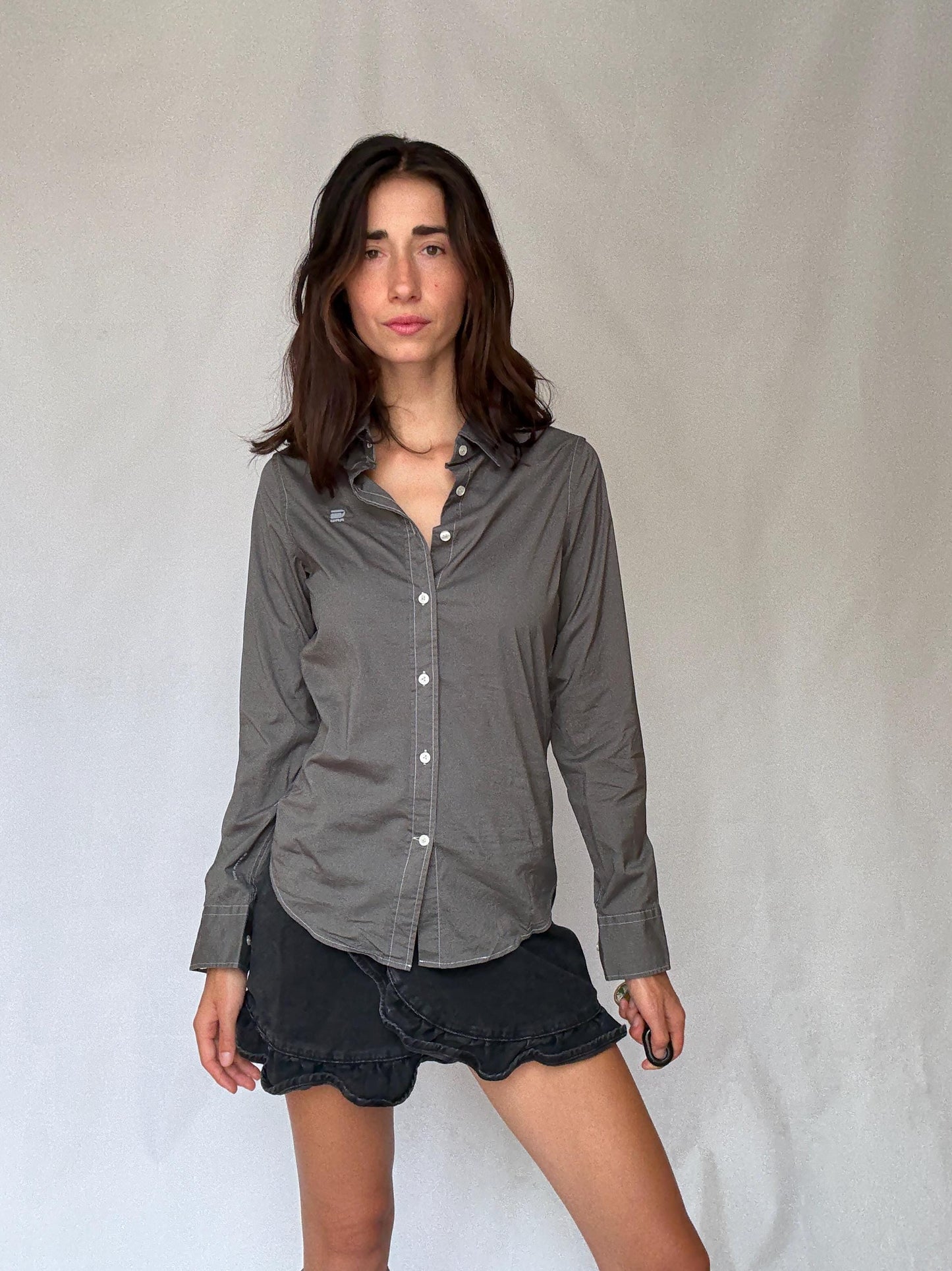 Men's G-Star Raw grey button-up shirt – unisex fit oxford shirt, Dutch designer clothing, European fashion find, Size S