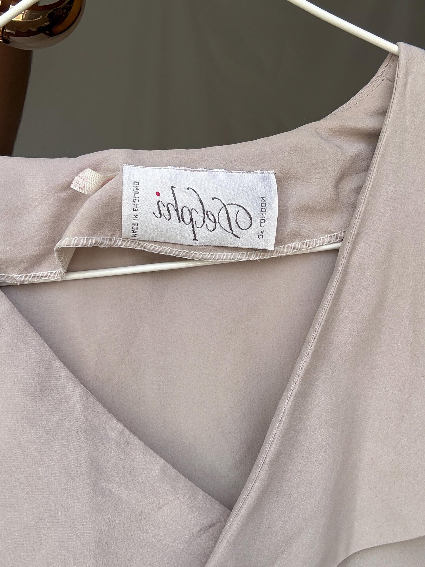Vintage Delphi of London blouse – pale mauve double-breasted top with sailor collar UK size M