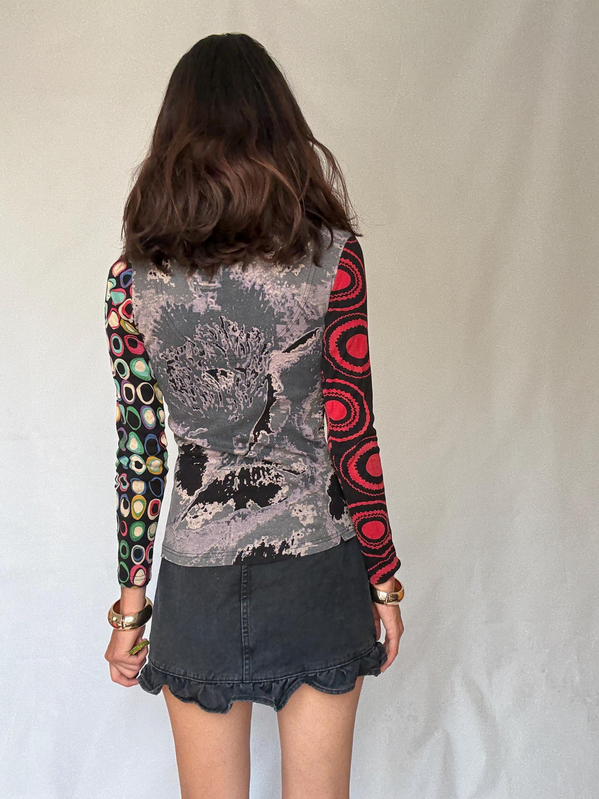 Vibrant Desigual Blouse in Cotton with Colorful Patterns – Y2K Style, Britney Spears style, Size M, 2000s style, gothic or goth style