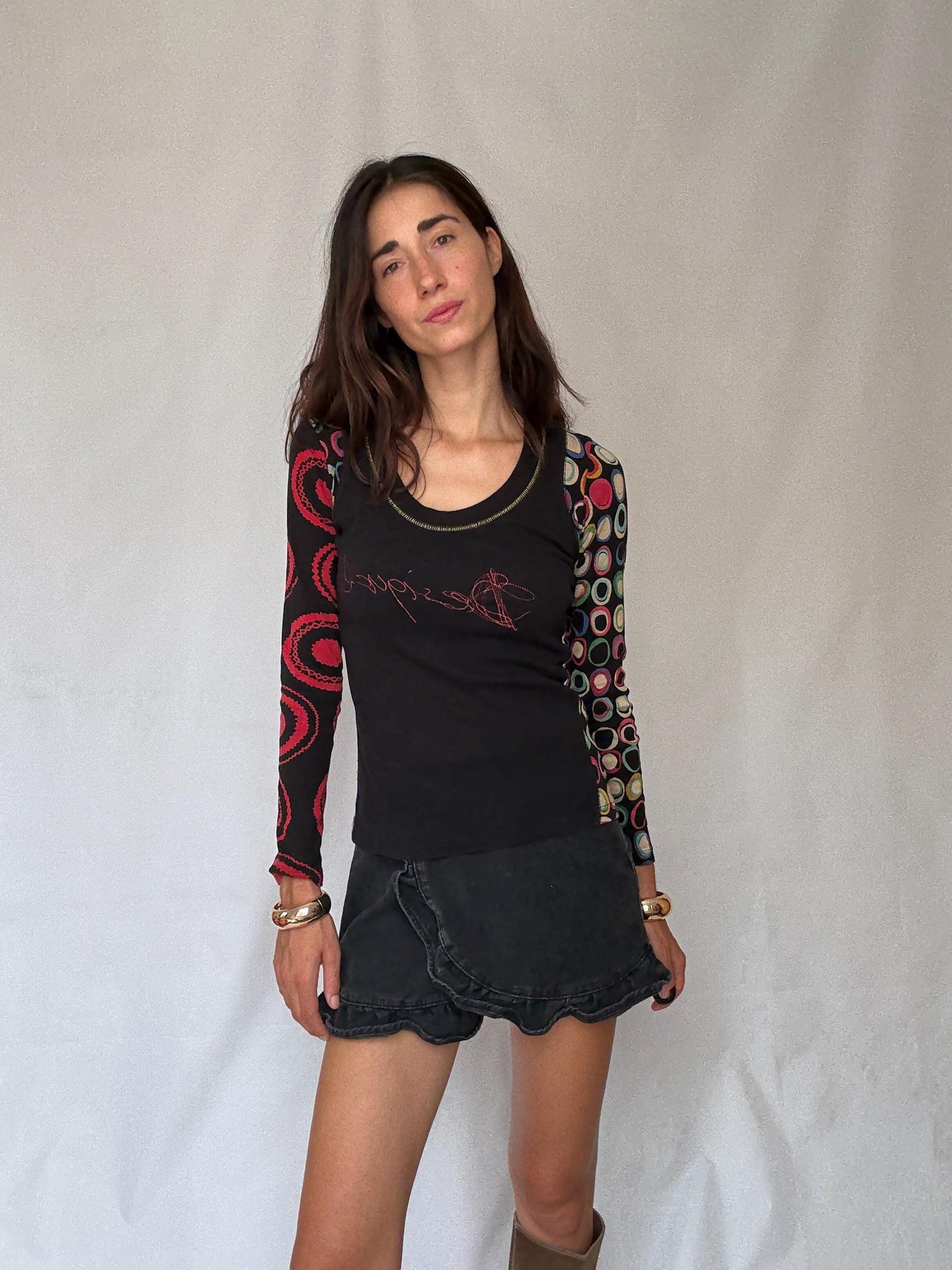 Vibrant Desigual Blouse in Cotton with Colorful Patterns – Y2K Style, Britney Spears style, Size M, 2000s style, gothic or goth style