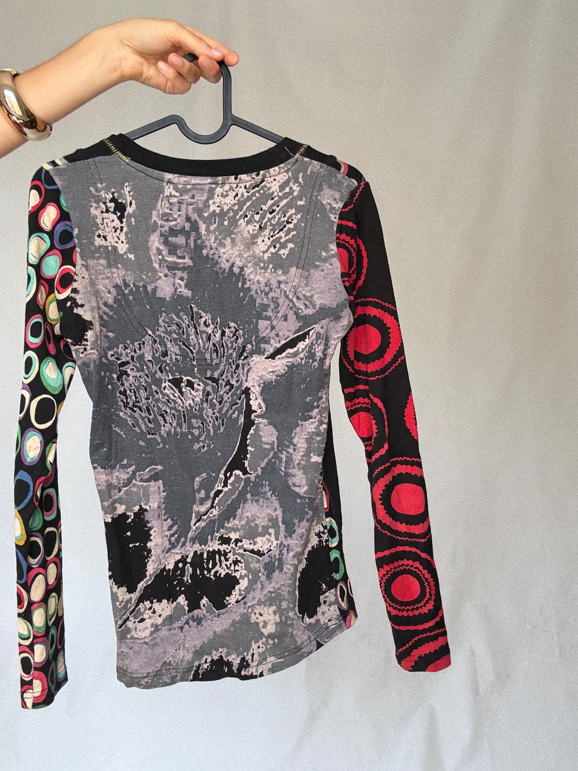 Vibrant Desigual Blouse in Cotton with Colorful Patterns – Y2K Style, Britney Spears style, Size M, 2000s style, gothic or goth style