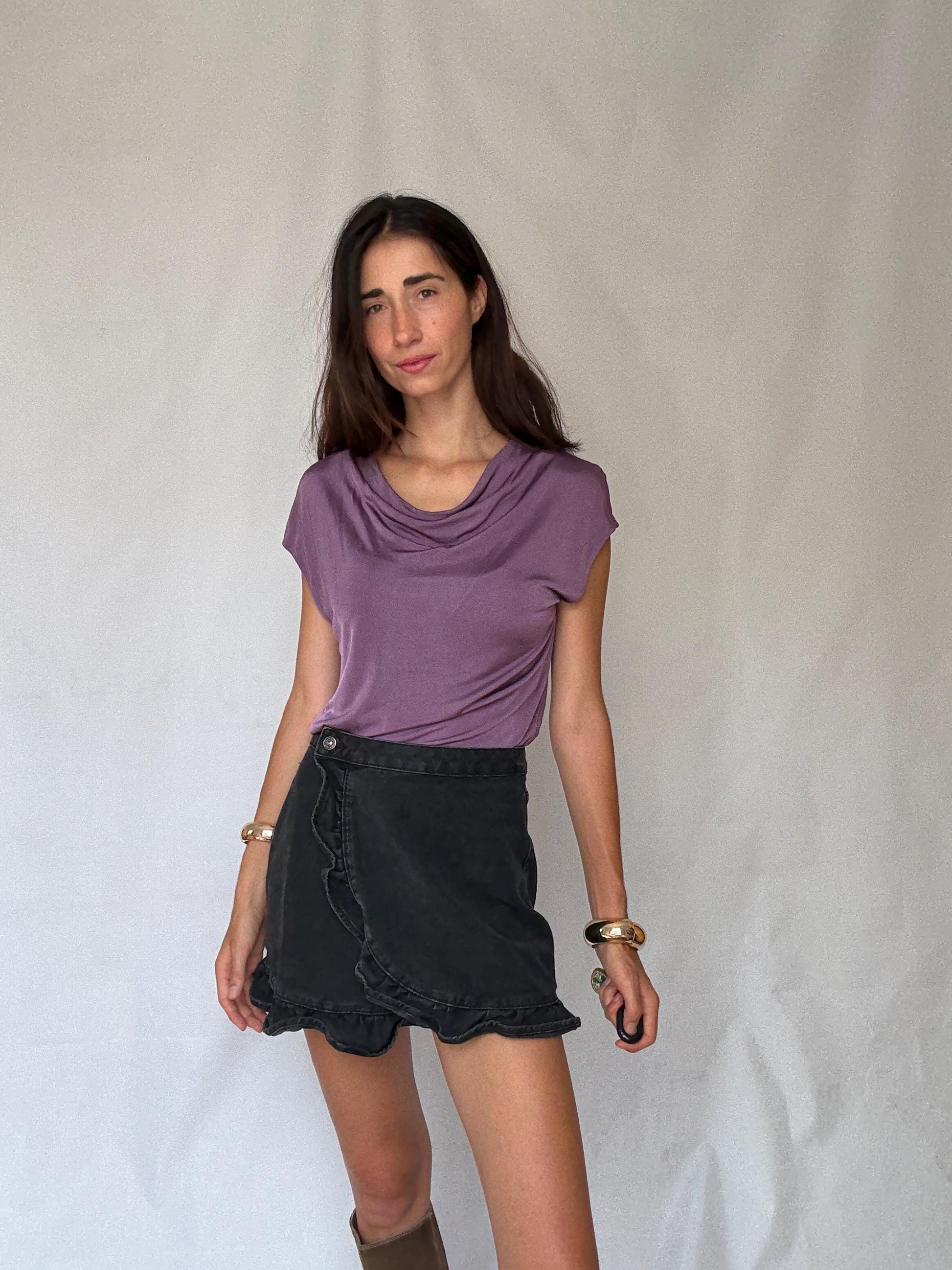 Elegant Massimo Dutti Stretchy Viscose Blouse L Purple Y2K Style Britney Spears Inspired, preppy style, soft fabric, casual look