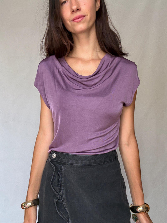 Elegant Massimo Dutti Stretchy Viscose Blouse L Purple Y2K Style Britney Spears Inspired, preppy style, soft fabric, casual look
