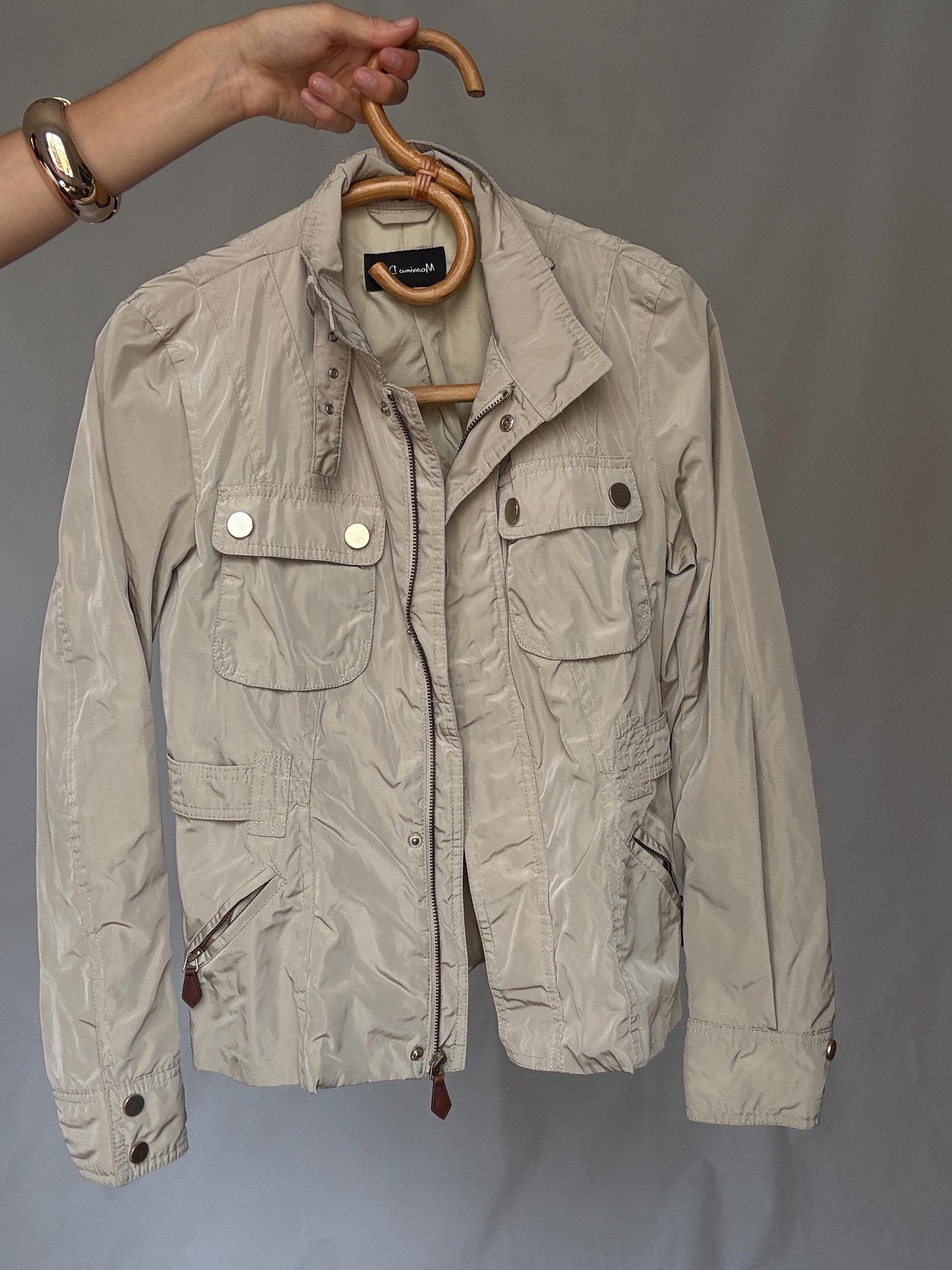 Elegant Beige Massimo Dutti Jacket with Four Pockets – Light Academic Style – Perfect for Layering US Women's Size S