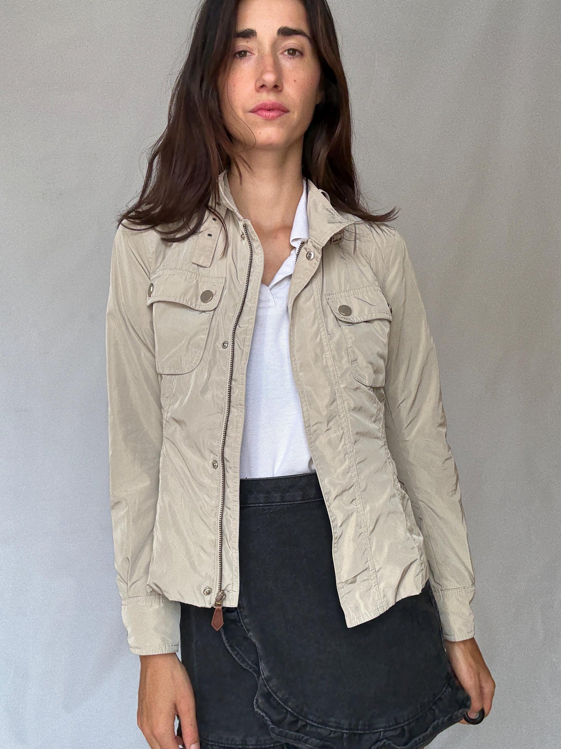 Elegant Beige Massimo Dutti Jacket with Four Pockets – Light Academic Style – Perfect for Layering US Women's Size S