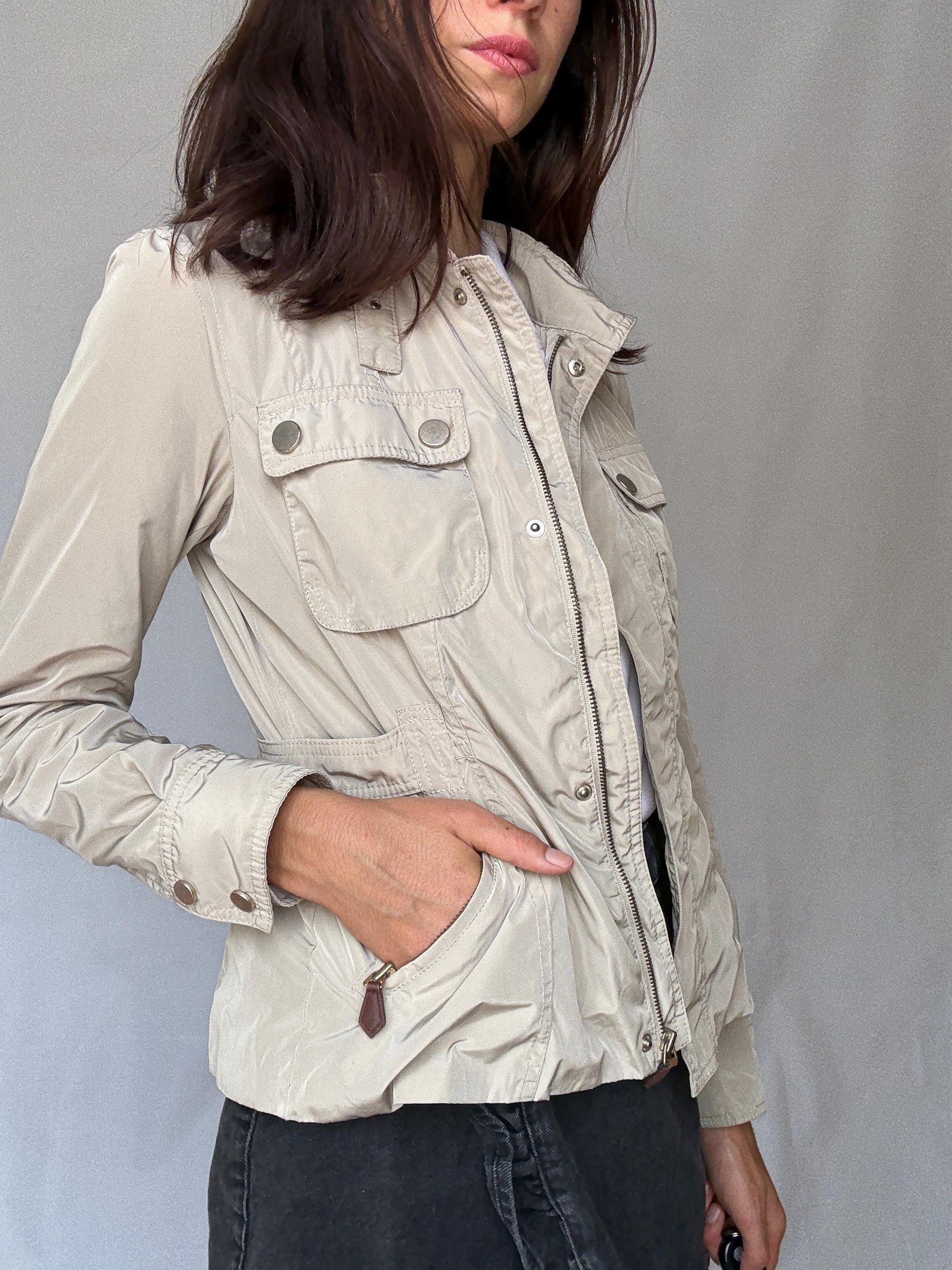 Elegant Beige Massimo Dutti Jacket with Four Pockets – Light Academic Style – Perfect for Layering US Women's Size S