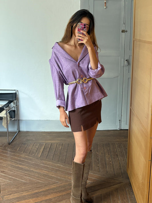 Vintage purple woman blazer, Retro Esperanza Marcos Spain made jacket, 90s oversized fit aesthetic woman clothing