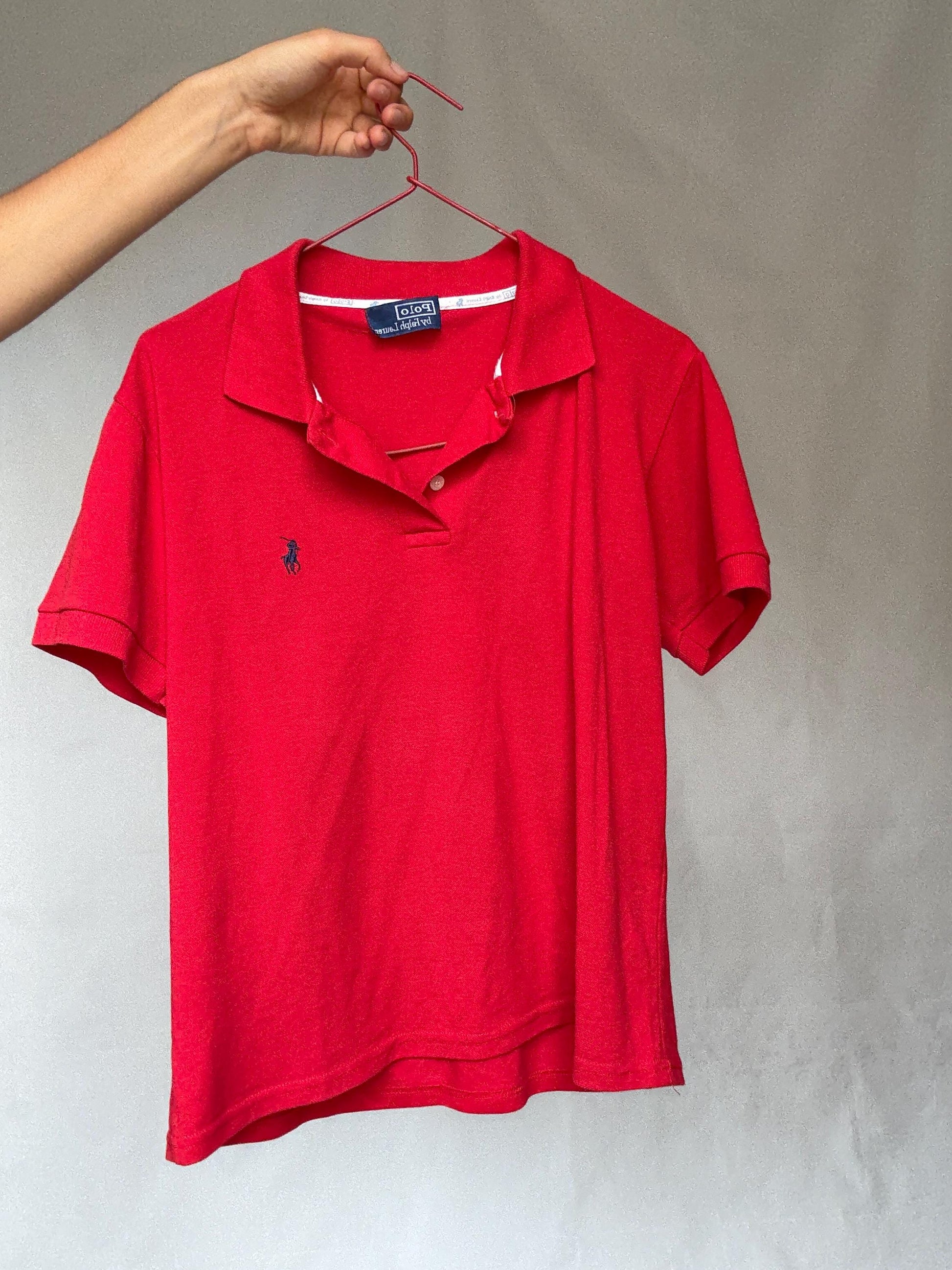Vintage Polo Ralph Lauren Red Polo Shirt Men’s Y2K Streetwear Style Cotton Feel Size M Inspired by 90s Fashion