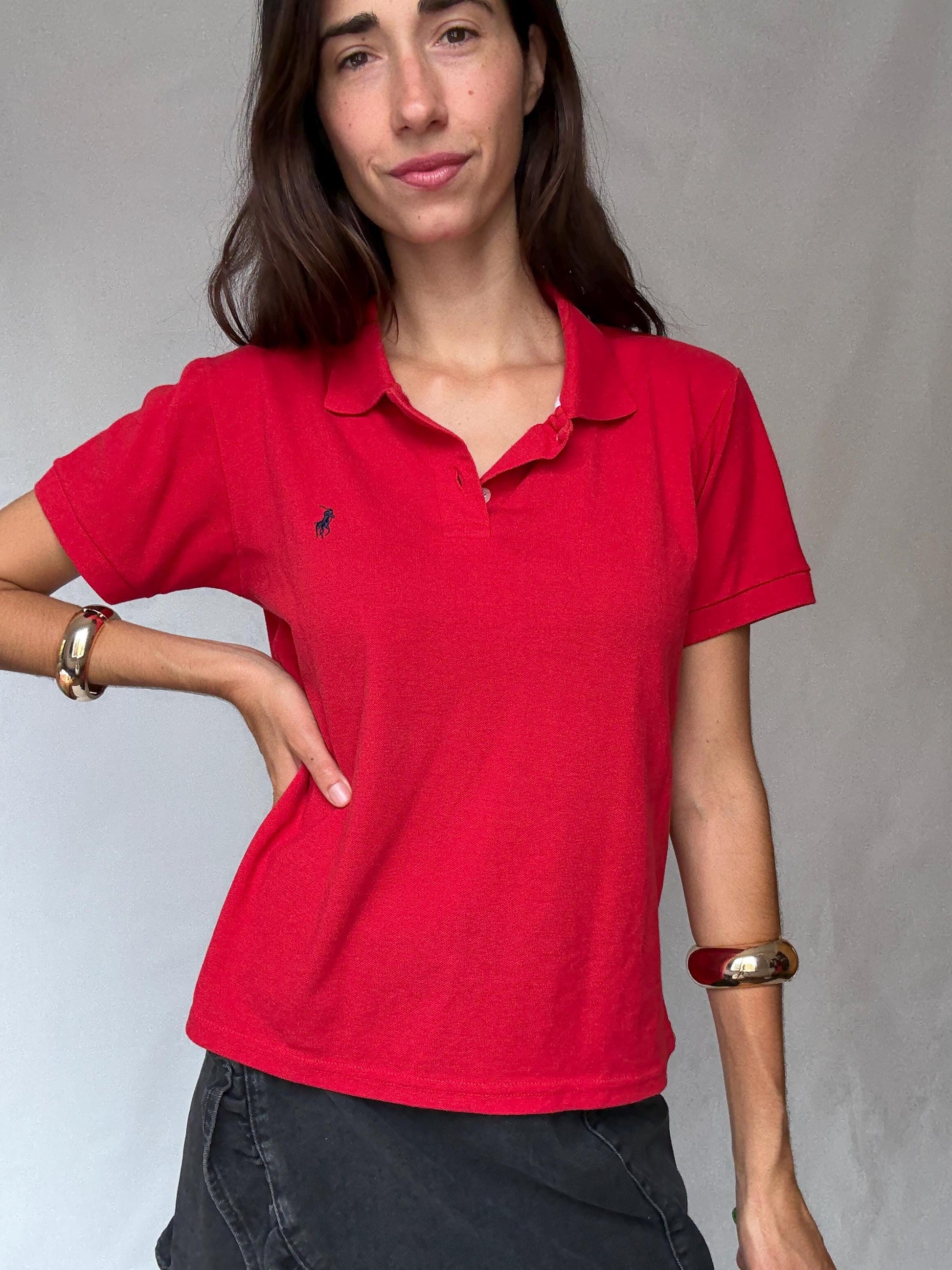 Vintage Polo Ralph Lauren Red Polo Shirt Men’s Y2K Streetwear Style Cotton Feel Size M Inspired by 90s Fashion
