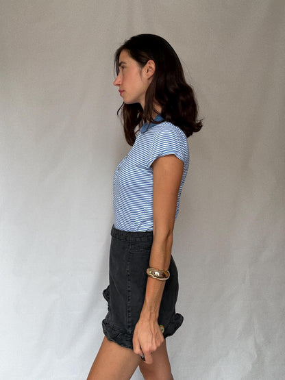90s Blue Striped Lacoste Polo Shirt — additional view 7