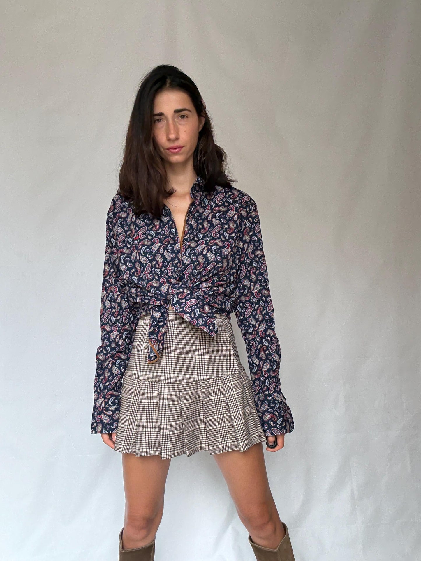 Vintage paisley button up shirt Dark & Fish XXL – unisex oversized retro cotton style, Playful print menswear