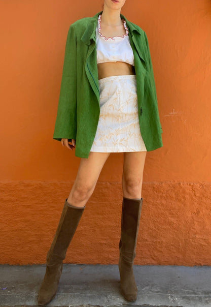 Emerald Green Linen Blazer Jacket