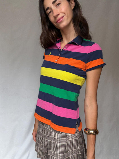 Ralph Lauren Striped Polo Shirt - Preppy Style — fabric close-up