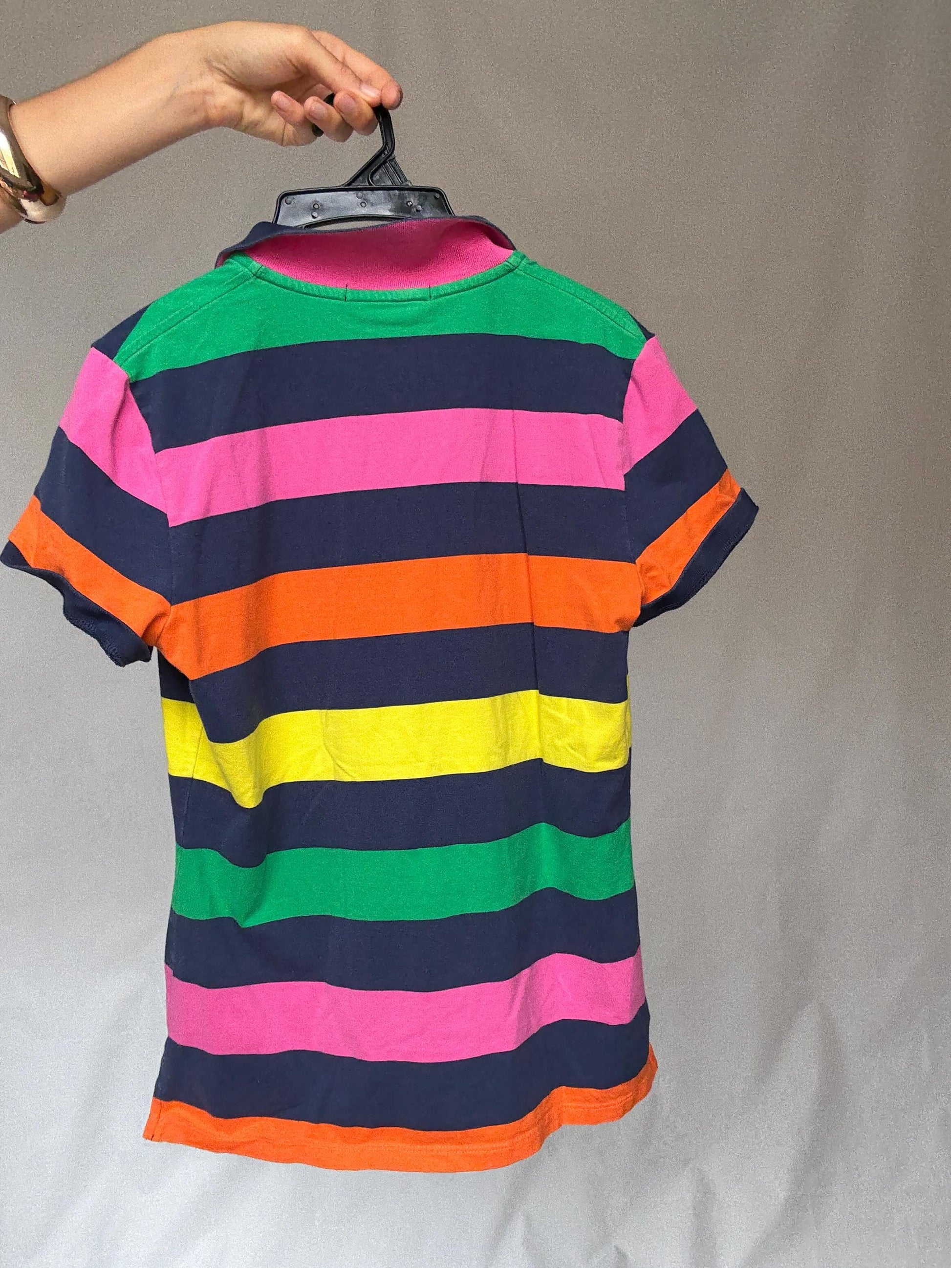 Vibrant Polo Golf Ralph Lauren Striped Polo Shirt - Preppy Style Inspired by Jackie Kennedy, US Size S