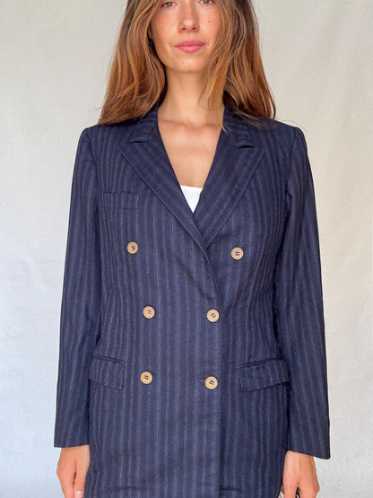 Francesco Smalto Oversized Pinstripe Blazer — additional view 7