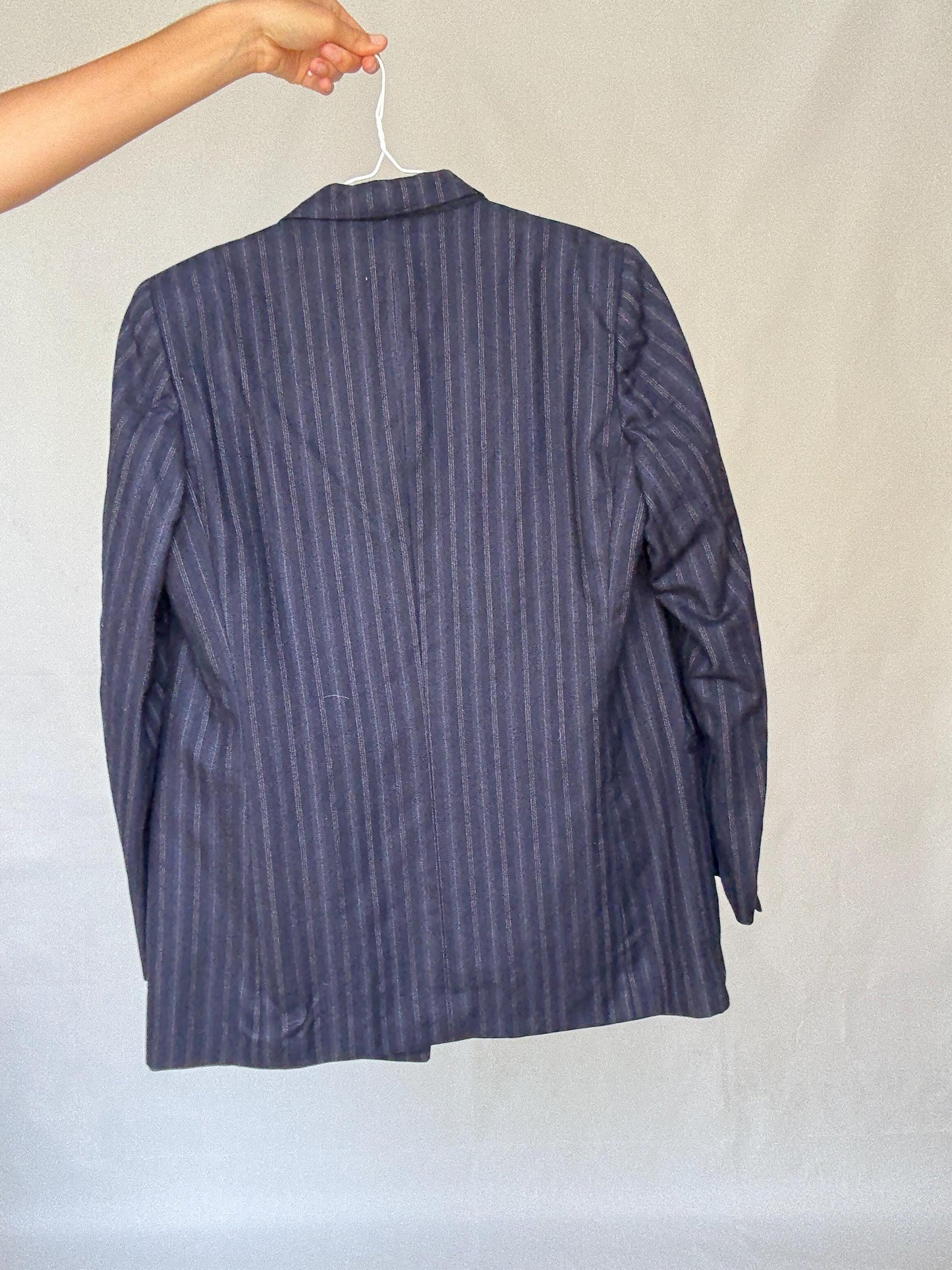 Vintage Francesco Smalto Pinstripe Blazer – Oversized French Navy Blue Unisex Jacket, Isabel Marant Vibes, Parisian Street Style