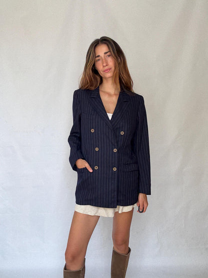Francesco Smalto Oversized Pinstripe Blazer — additional view 6