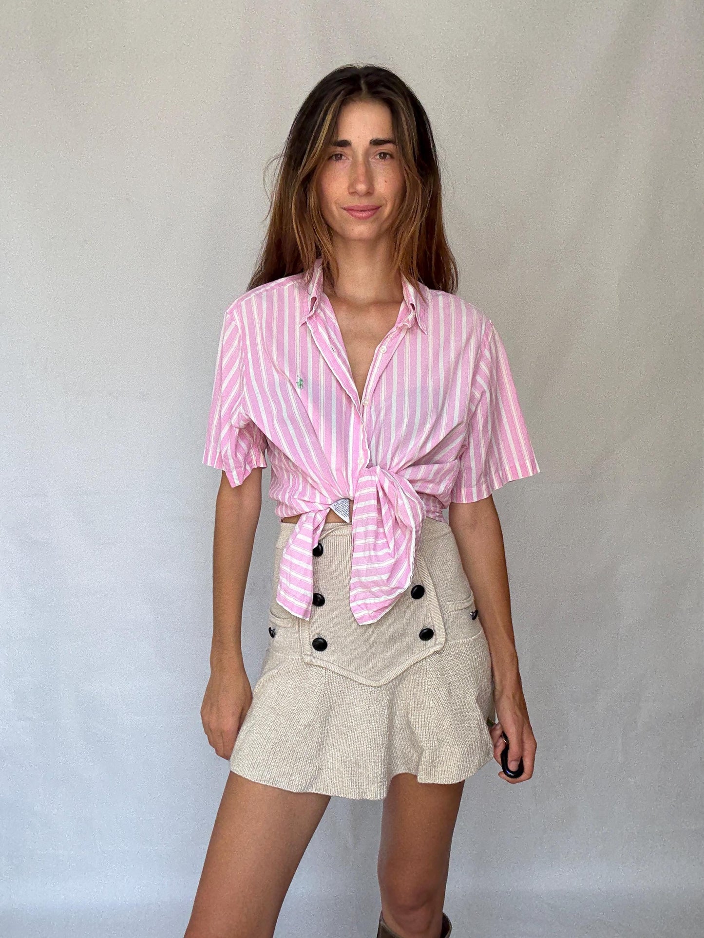 Vintage Ralph Lauren Pink Stripe Shirt – Custom Fit, Y2K Unisex Button Up, Preppy Soft Boy Style, 100% Cotton, Size L, 90s Polo