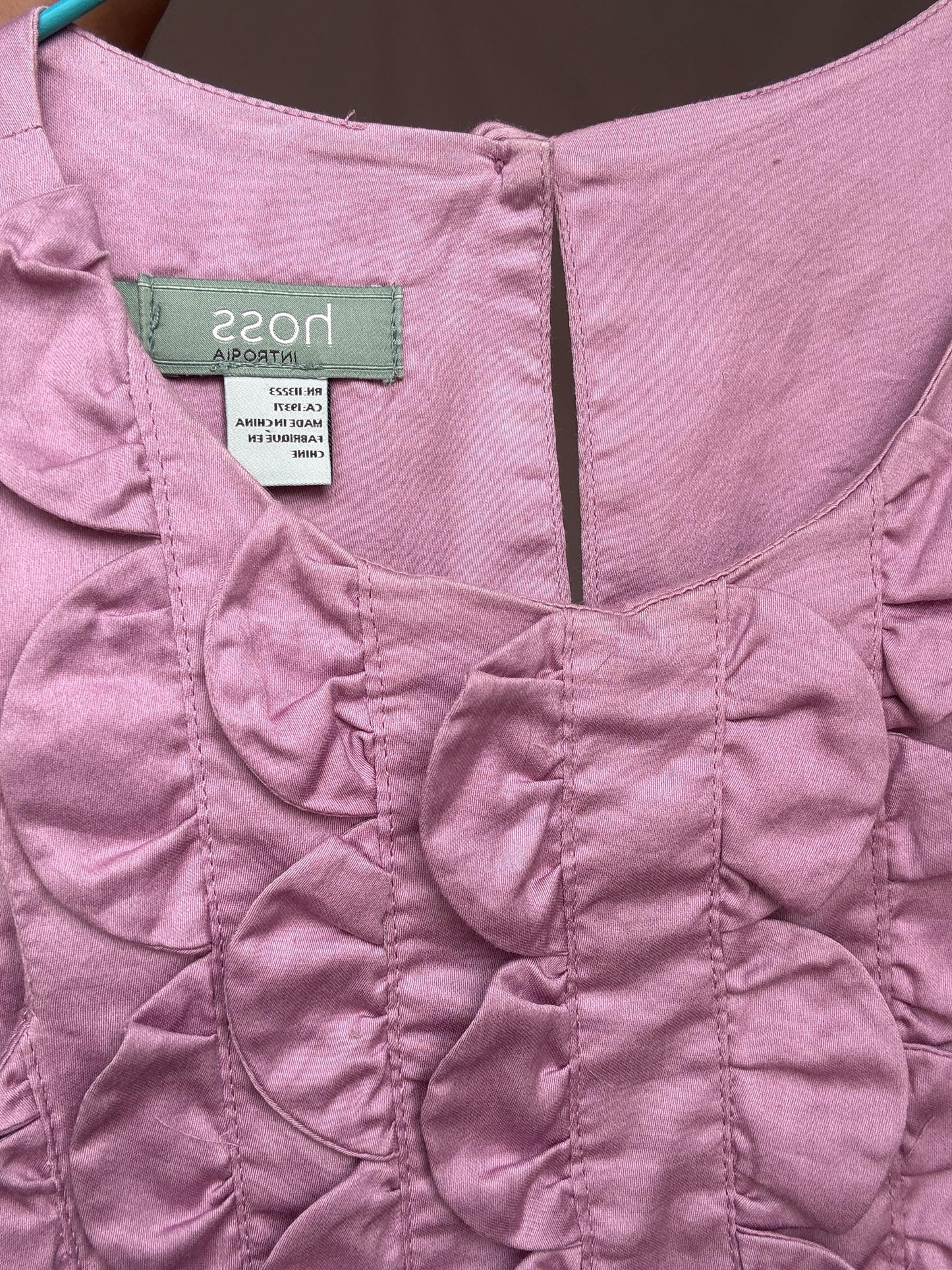 Gorgeous pink ruffle front mini dress, Spanish designer label Hoss Intropia summer outfit, Chic pastel pink wedding guest dress, size 38