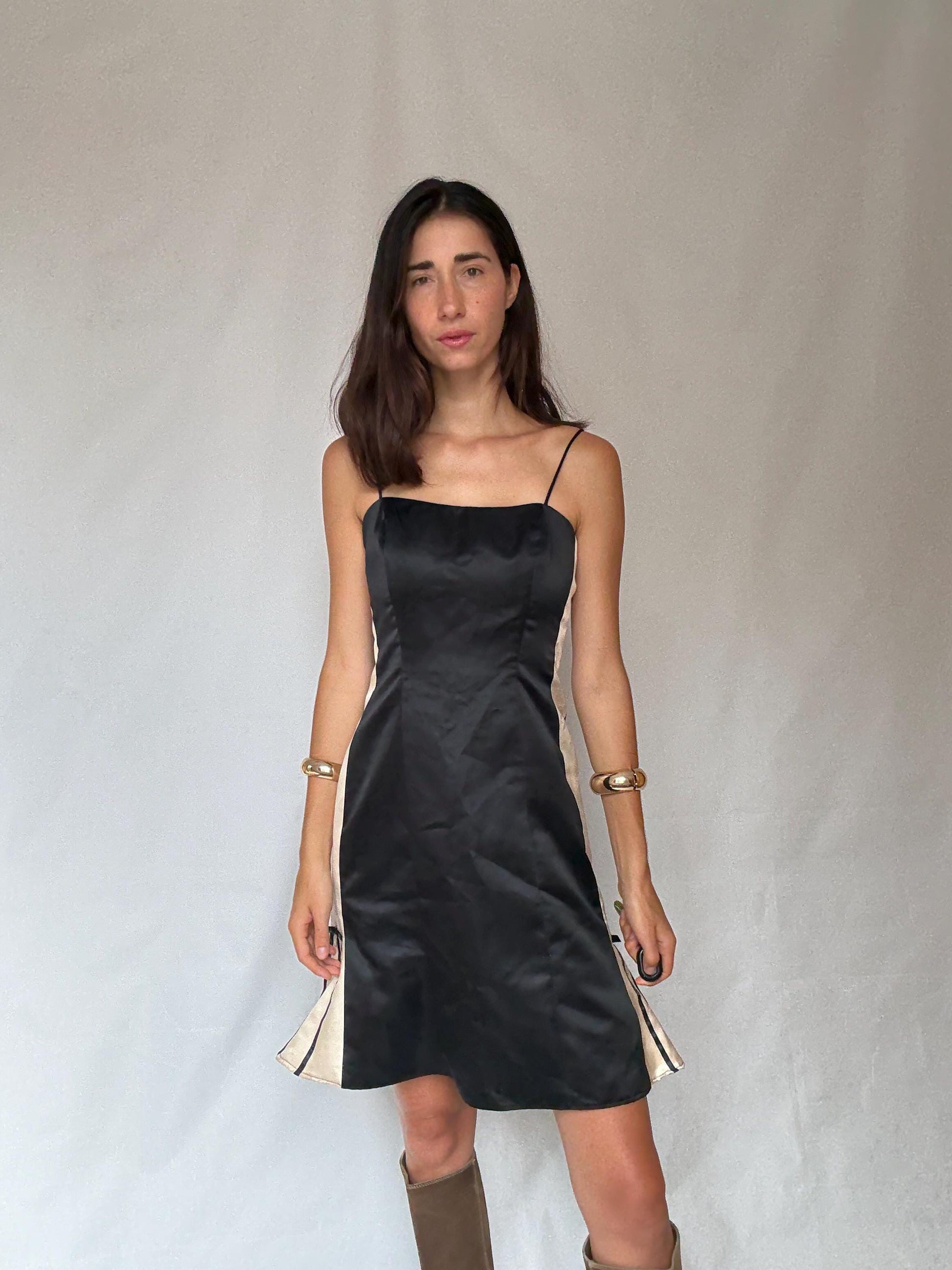 Vintage Dave & Johnny by Laura Ryner black and white slip dress – Luxury short evening dress, cute mini outfit, size 6 - S, made in USA