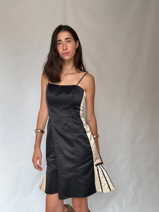 Vintage Dave & Johnny by Laura Ryner black and white slip dress – Luxury short evening dress, cute mini outfit, size 6 - S, made in USA