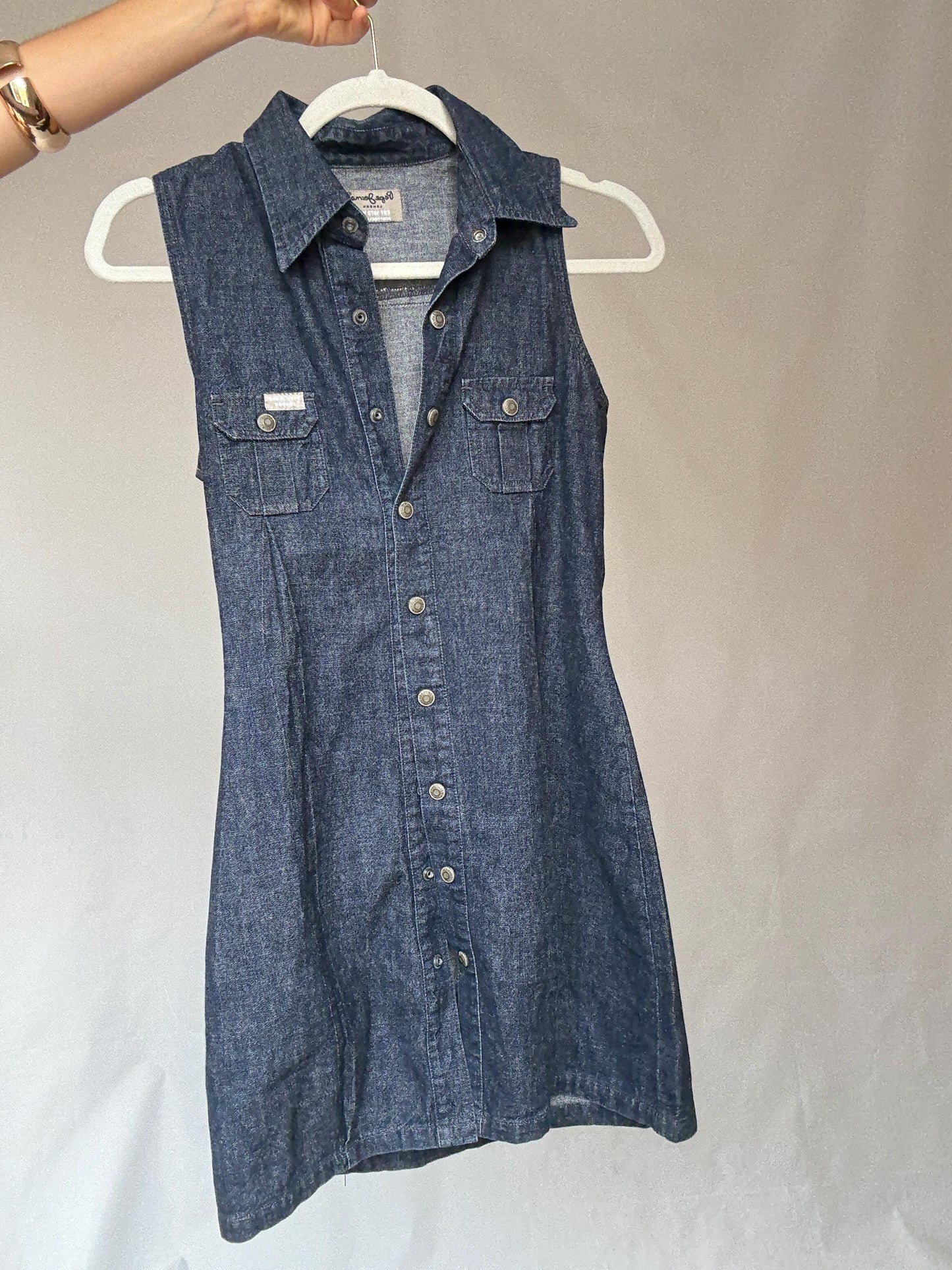 Pepe Jeans London denim mini dress – sleeveless button-up cotton dress – size S