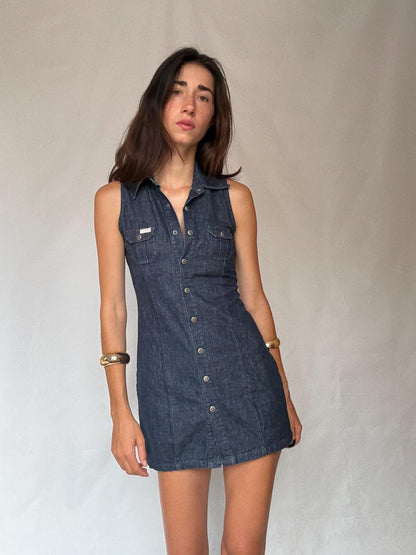 Pepe Jeans Denim Mini Dress - Sleeveless Cotton — detail