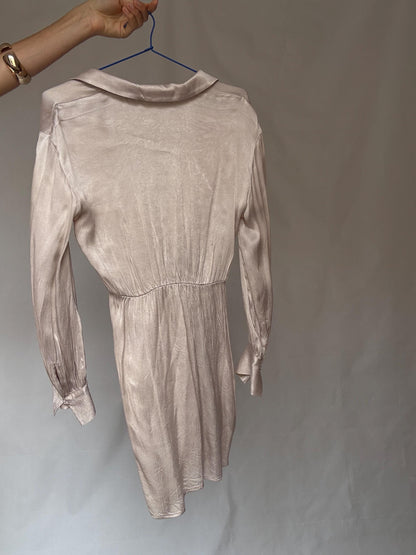 Champagne Satin Wrap Mini Dress — additional view 9