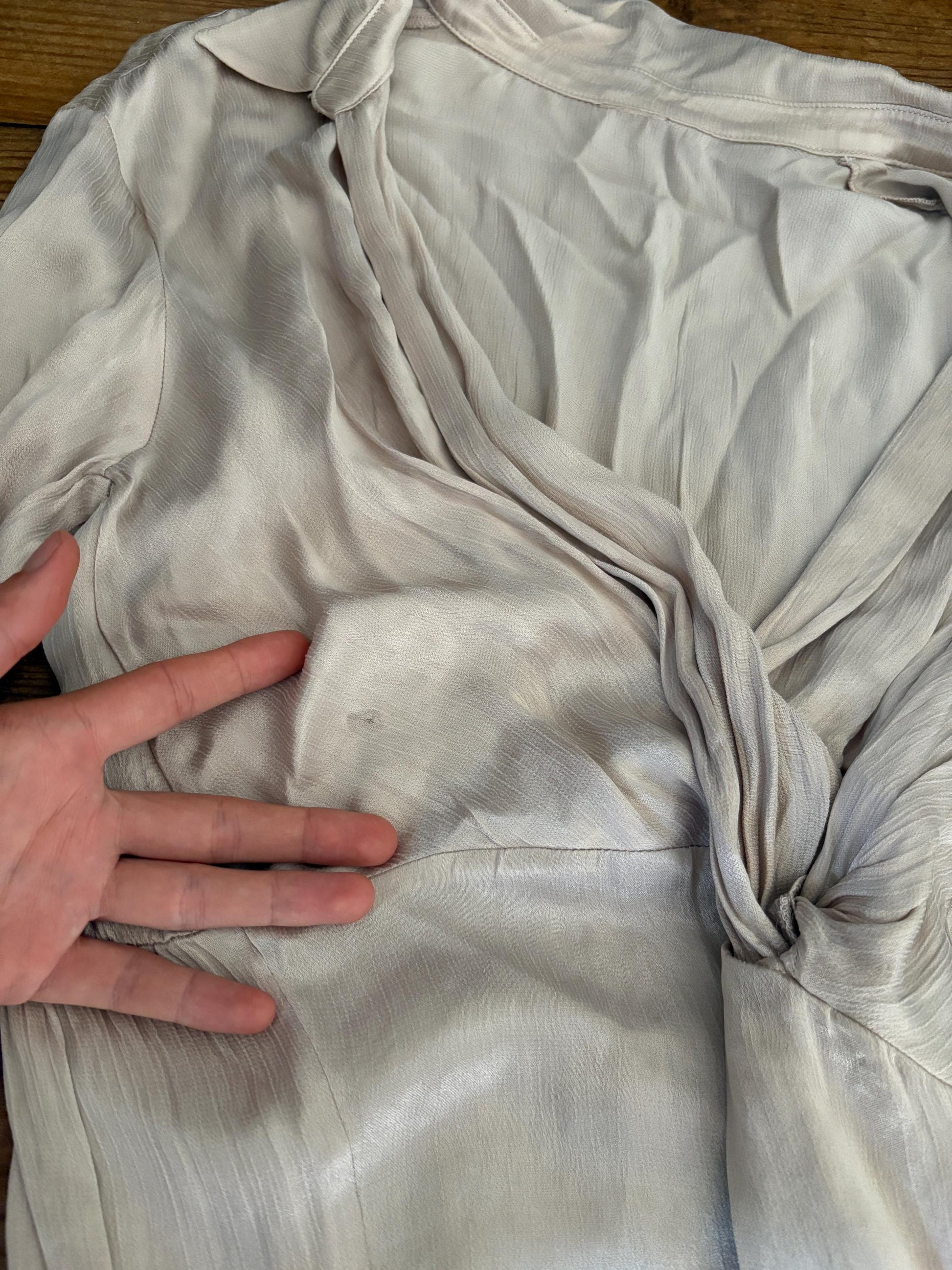 Champagne Satin Wrap Mini Dress — additional view 10