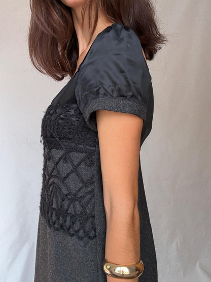 Luxe sashmere wool blend Philosophy di Alberta Ferretti black dress – Italian designer size I44 / US8