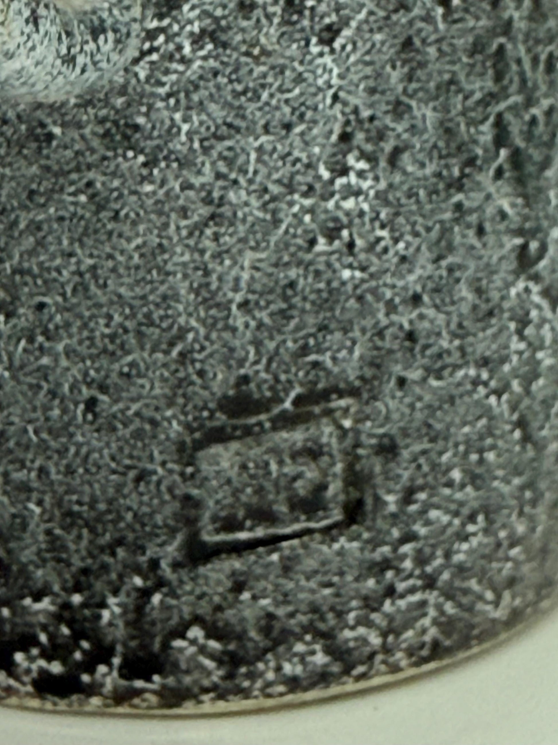 Vintage charcoal speckled ceramic creamer pitcher – sculptural swirl handle – 15cm tall – 10cm top width – rustic kitchen decor