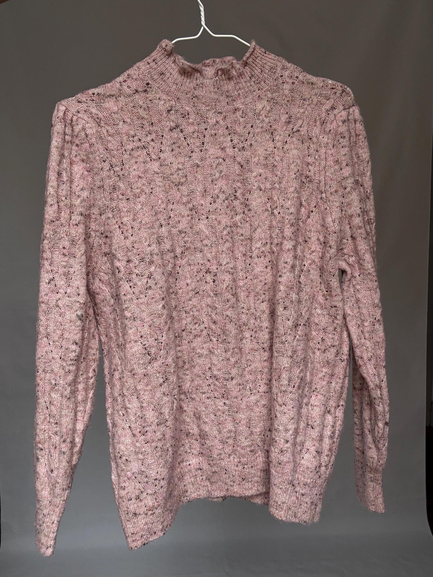 Soft Girl Vintage Knit | Pink Speckled Ruffle Collar Sweater | Romantic Cottagecore Grunge Aesthetic Jumper