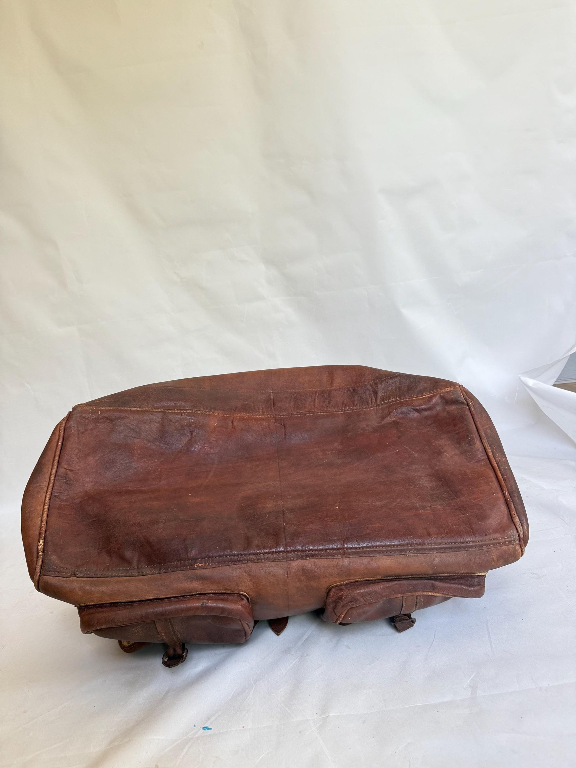 Oversized vintage leather travel bag – 66x40x30cm – distressed patina – large weekender holdall – real leather with lined interior