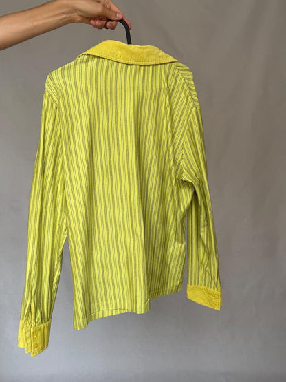 Vintage Y2K Lime Striped Zip-Up Blouse — additional view 9