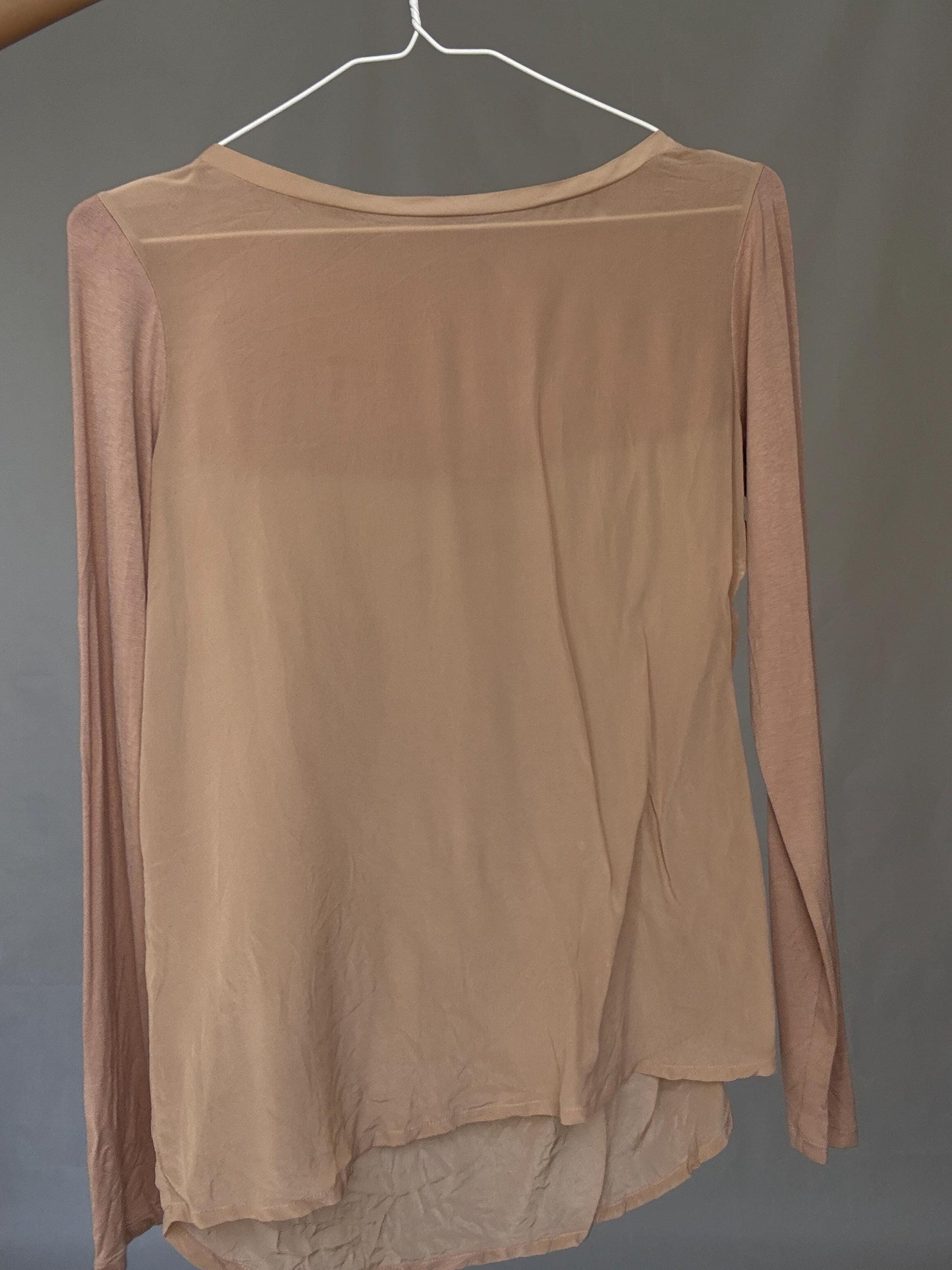 Sheer Nude Long Sleeve | Marella Vintage Designer Mesh Top | Earthy Y2K Minimalist Vibes