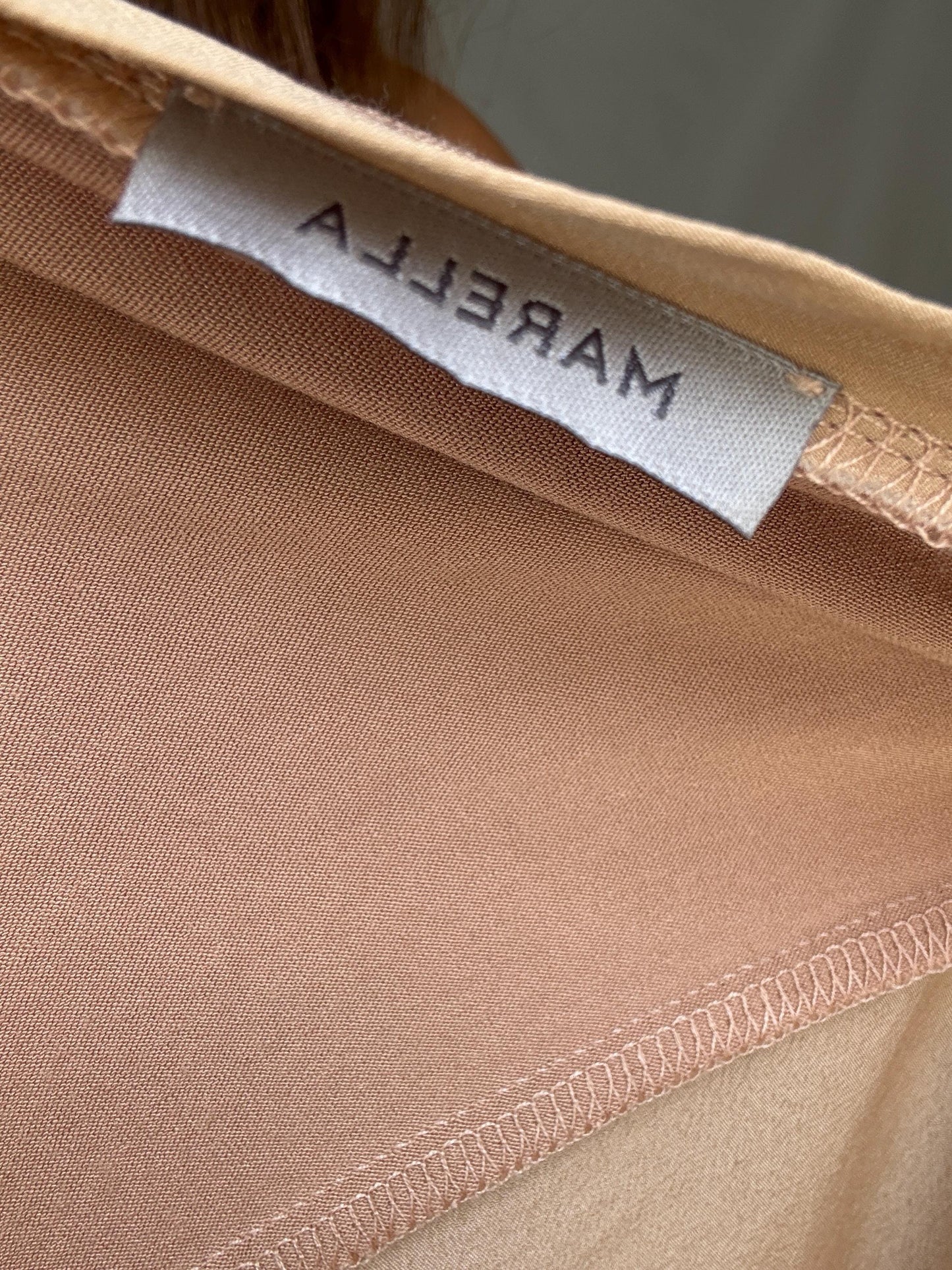 Sheer Nude Long Sleeve | Marella Vintage Designer Mesh Top | Earthy Y2K Minimalist Vibes